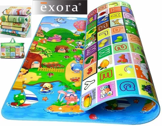 2 Side Kids Crawling Educational Game Play Mat Soft Foam Picnic Carpet 200X180Cm