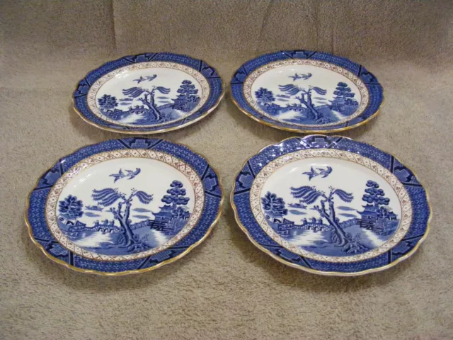 BOOTHS "REAL OLD WILLOW" BLUE AND WHITE DESSERT PLATES - No: A8025 - SET OF 4