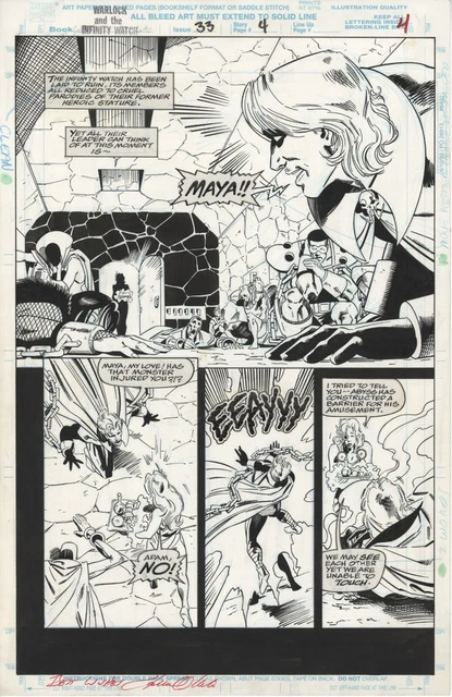 WARLOCK AND THE INFINITY WATCH #33 SEMI SPLASH Page 4 Original Art OLLIFFE 1994