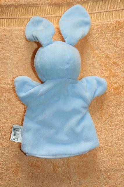 Mes Petits Cailloux Doudou Lapin Marionnette Plat Bleu Blanc Etat Neuf 2