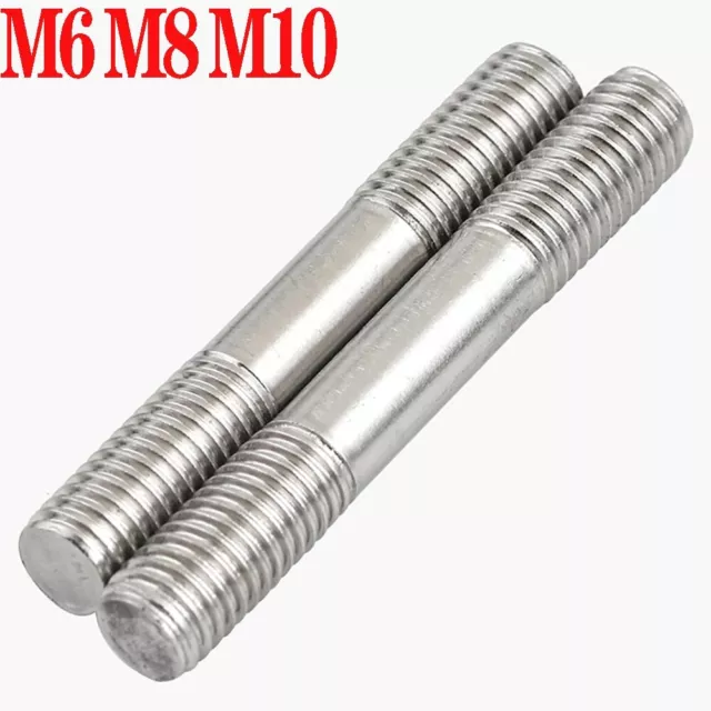 M6 M8 M10 Double End Threaded Stud Bar Rod Bolts 304 (A2) Stainless Steel Screws