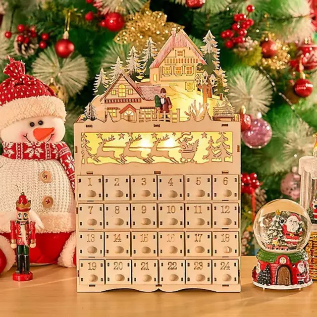 MorTime 24 Day Advent Calendar Decorated with Lighted and Cabin Reindeer Q2Q7