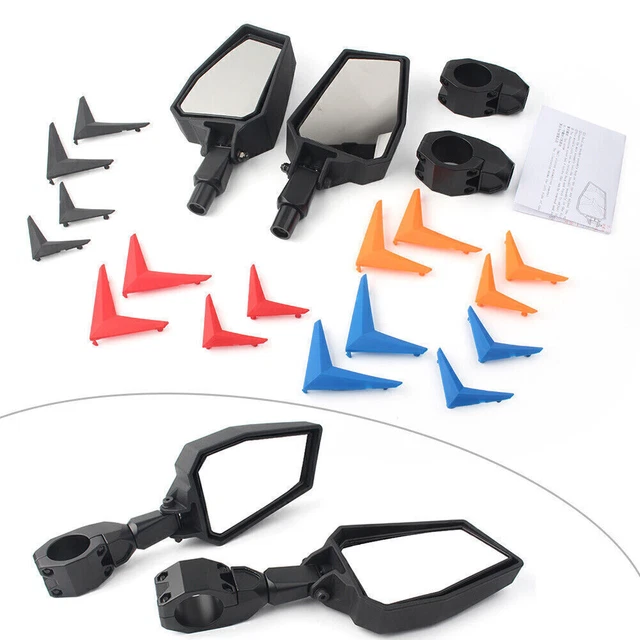2X Motor Rear View Side Mirrors 1.75" Bar For Polaris RZR Ranger Yamaha Rhinos