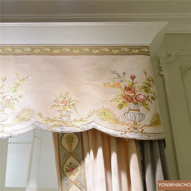 Upscale villa stitching beige thick velvet cloth curtain valance drape B809* 2