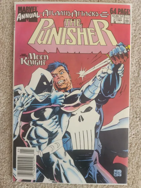 Punisher Annual #2 Newsstand (Marvel 1989) 1st battle of Punisher vs Moon Knight