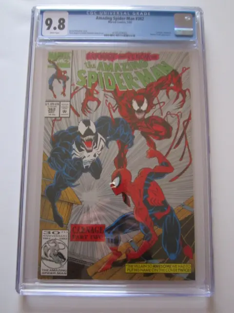 Amazing Spider-Man #362 Cgc 9.8 White Pages  Carnage + Venom 2Nd Print 1992