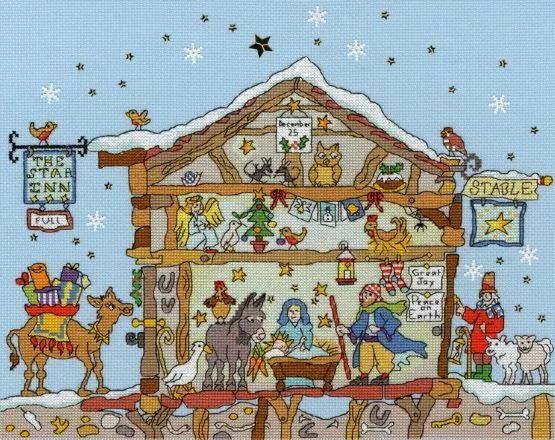 BOTHY THREADS -CUT THRU´ WEIHNACHTEN - AIDA STICKBILD - GEZ.KREUZSTICH -35x28cm