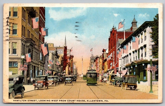 Hamilton St W From Curt House Allentown PA Pennsylvania Antique WB Postcard PM