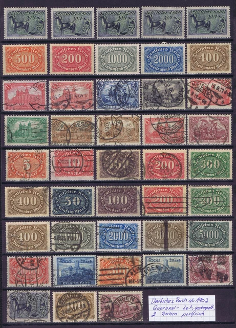 DR ab 1902 Queroval-Lot, gestempelt, 2 Reihen postfrisch