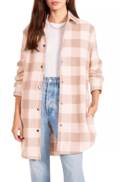 BB DAKOTA B6108 Eldridge Plaid Jacket In Alabaster Check Size M