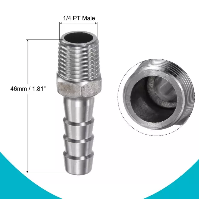 Manguera Espiga Montaje 10mm OD X 1/4PT Macho Rosca Recto Tubo Conector, 3uds 2