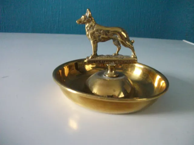 Vintage German Shepherd Dog Brass Pin Dish Alsation Alsatian