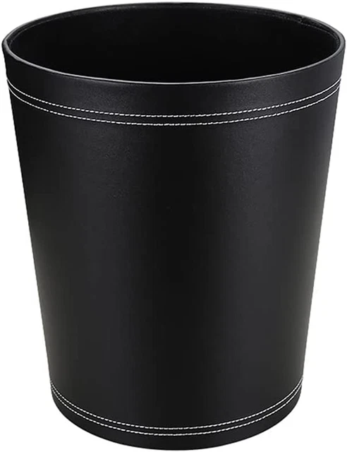 KINGFOM Classic Pu Leather Trash Can Wastebasket Small Garbage Container Can
