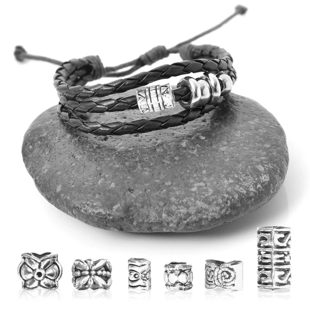 7 Packs European Beads Silver Spacer Beads Beaded Bracelets Material 8