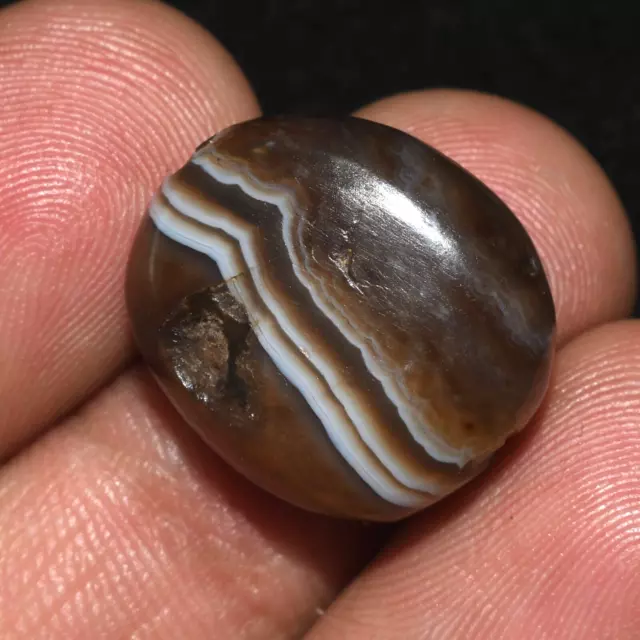Genuine Ancient  Bactrian Banded Agate Stone Bead in Good Condition