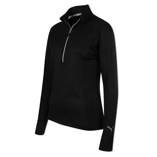 Puma Ladies Long Sleeve Zip-Neck Golf Top with DryCell in Black - Large Only