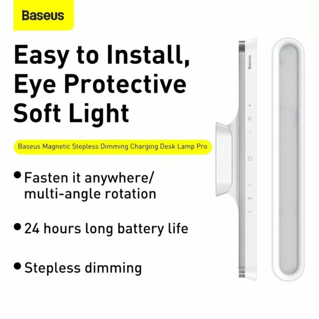 Baseus LED Magnetic Table Lamp Desk Reading Light Touch Control USB Night Light 2