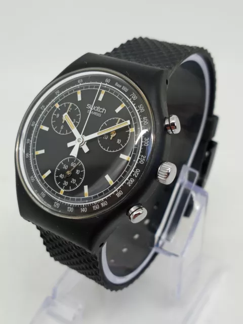 Orologio VINTAGE 1989 Swatch Chrono SCB100 ""Black Friday"" 37 mm Made in Swiss NOS