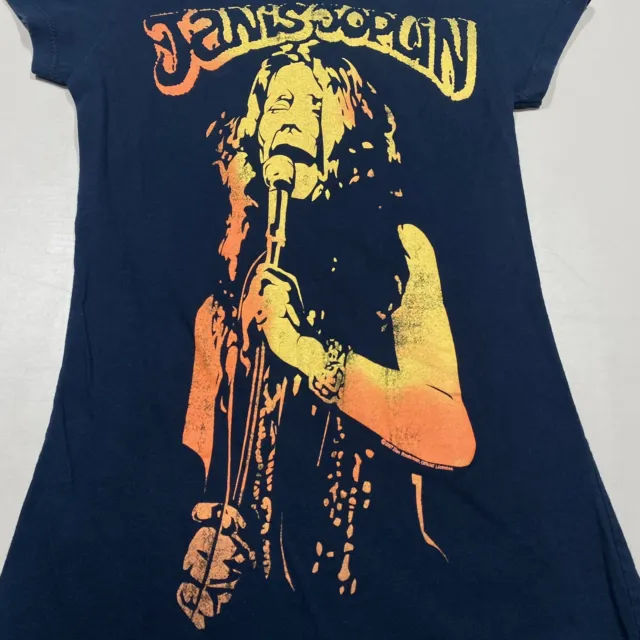 Retro Janis Joplin Graphic Band Tee T-Shirt Made USA Cap Sleeve Fitted Girls: S