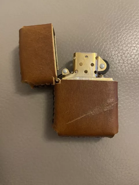 Handmade Leather Case For Zippo Lighter Brown