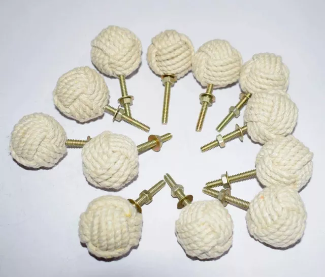Lot Of 100 White Cotton Rope Door Knobs/Rope Knot Drawer Wardrobes & Cupboards
