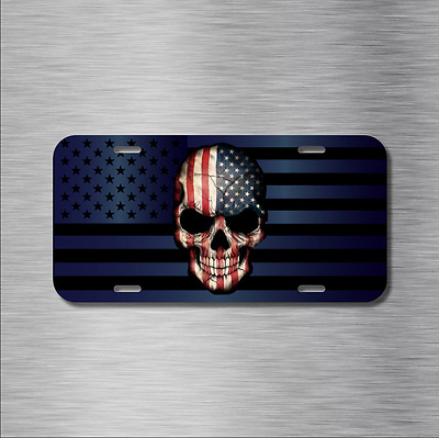 American Flag SKULL Vehicle Patriot License Plate Auto Car Tag USA America