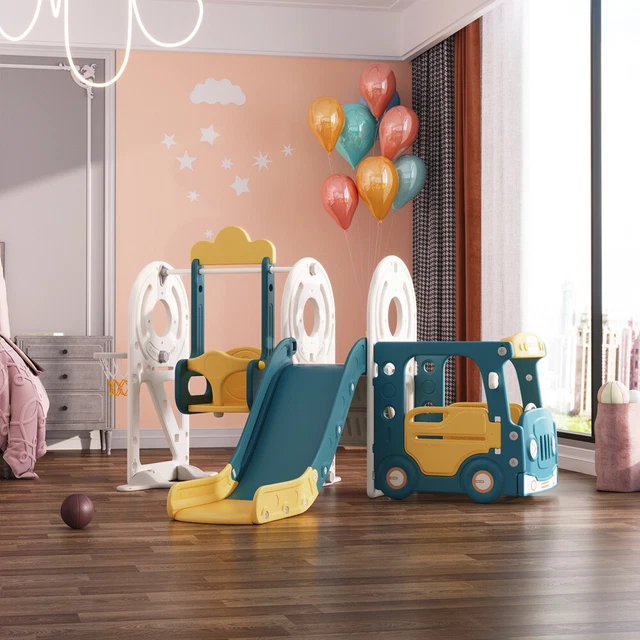 Baby Toddler Slide Swing Set Bus Driving Climbing Outdoor Indoor Playground Toys