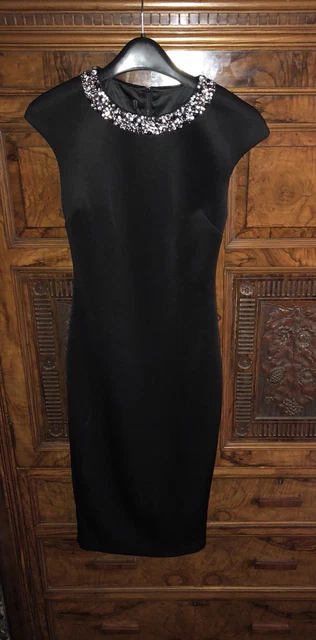 TED BAKER BLACK Elenna Midi Dress With Embellished Collar Size 6 16.00 -  PicClick UK