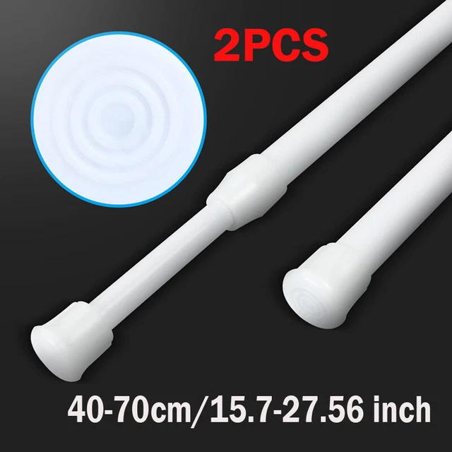 2x Tension Rod Spring Curtain Expandable Loaded Short Extension Rotate Tube 28"