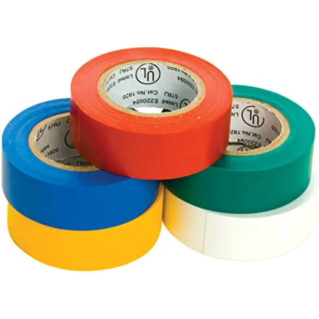3/4" x 30' PVC Electrical Tape - .5 Color Pack (White, Red, Green, Yellow, Blue)