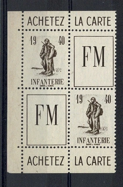 FRANCE FRANCHISE MILITAIRE 10A " INFANTERIE AVEC VIGNETTE PAIRE" NEUF(x) TB W055