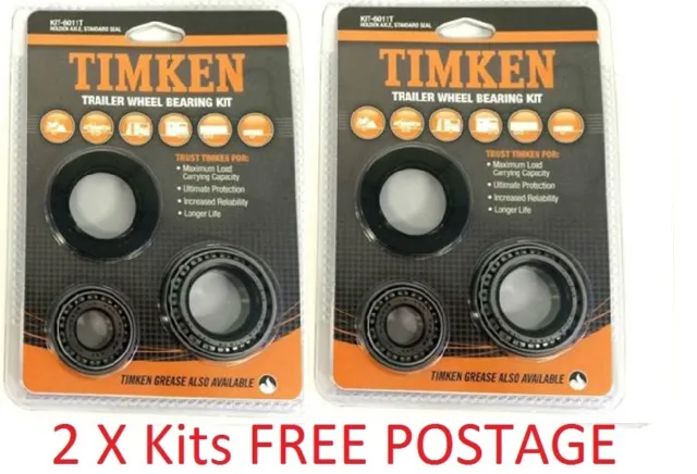 2 X Timken Wheel Bearing Kit+Seal39/40Mm Axle Lm11949/10 Lm67048/10 Kit6011T
