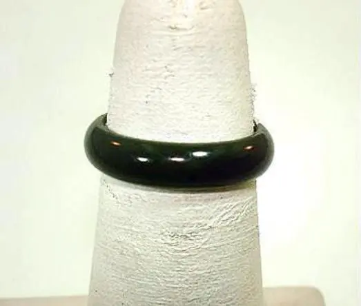 5Mm Pure Natural Untreated Australian Black Nephrite Jade Narrow Band Domed Ring