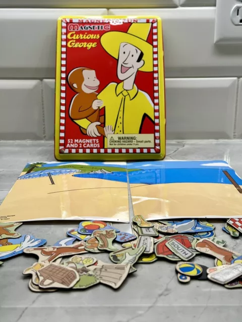 Curious George Magnetic Fun Case w/2 Cards & 52 Magnets - Travel Case 3