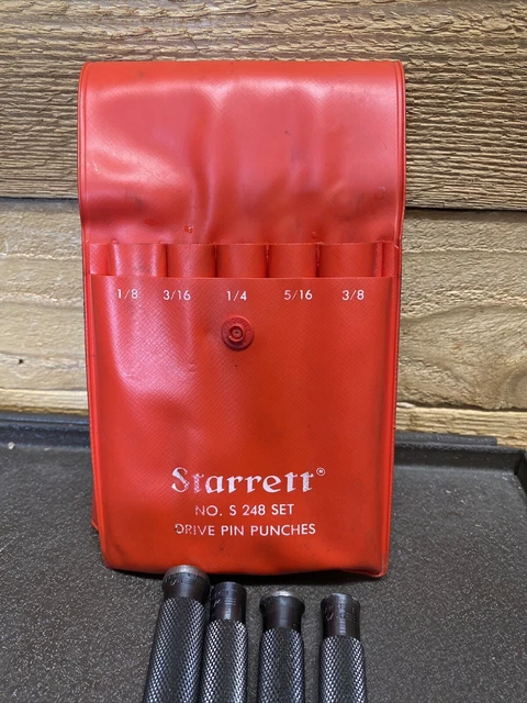 STARRETT No.S 248 Steel Drive Pin Punch Set Of 4 Punches. Made in the USA.