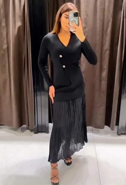 strapless open back dress Zara Green Chain Print Pleated Front Long Sleeve Button Mini A-Line Dr –  Brie