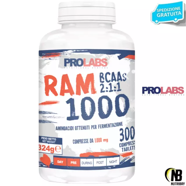 Prolabs Ram 1000 300 Compresse da 1g  Aminoacidi Ramificati Bcaa con Vitamina B6