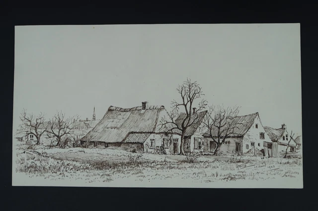 Dibujo Antiguo Granja Paisaje Van Gisteren