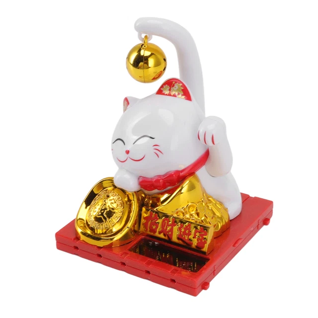 Piccola Campana Fortunato Gatto Solare Ornamenti Luce Energia Rilevamento Fortun