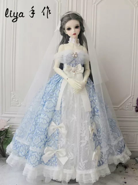Bambola ragazza BJD vestiti principessa matrimonio per 1/3 1/4 bambola BJD festa abito copricapo