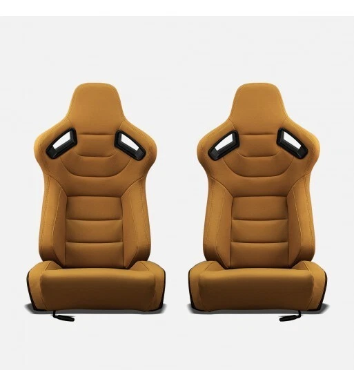 Coppia Sedili sportivi avvolgenti auto in pelle beige N511 con dettagli carbonio