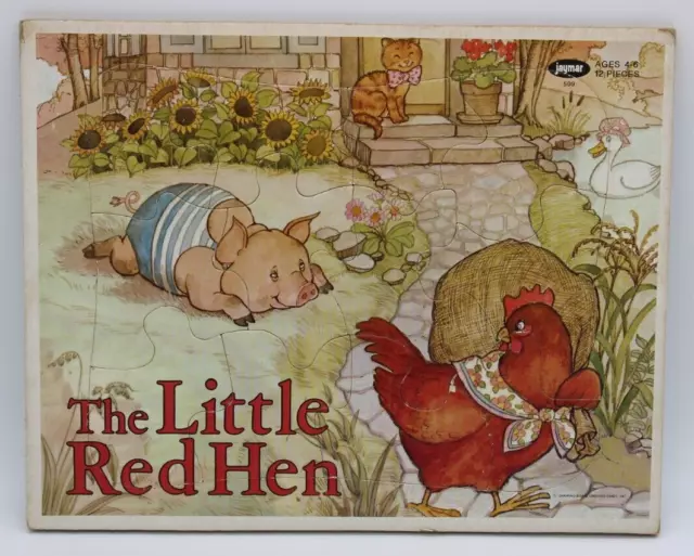 Vintage Jaymar Inlaid Cardboard Tray Puzzle - Little Red Hen - Made in USA - HTF