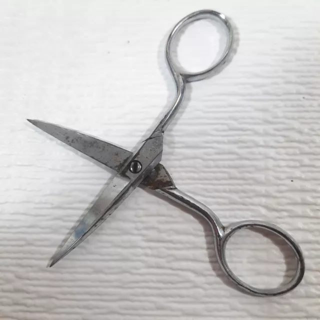 Vintage Real Silk Hosiery Mills scissors chrome metal sewing notion tool RARE