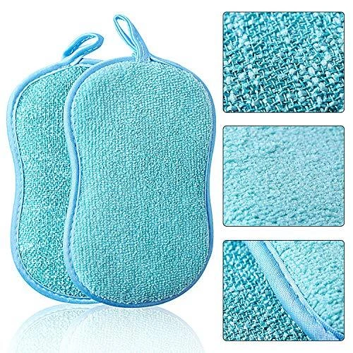 6 Eponges Lavables Réutilisables Microfibre Vaisselle Grattante Ecologique Ta...