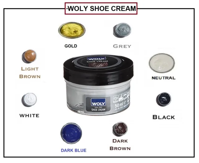 Woly Shoe Cream Polish  Condition Restoration Leather Bag Boots Shoes Care 50ml