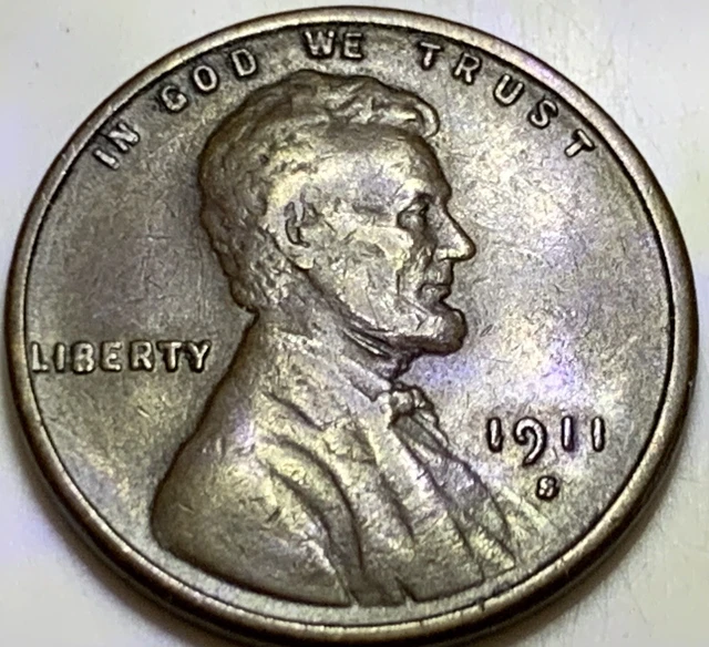 1911-S Lincoln Wheat Back Penny VF/XF: All Lines Visible in Wheat Heads