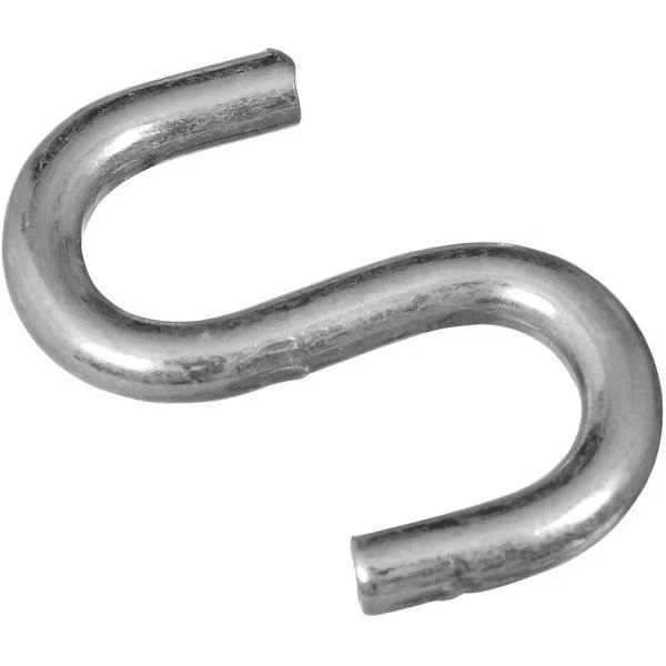 10 Pk Steel Zinc Plated 1 1/2" Heavy Open S Hook 4/Pk  N121616