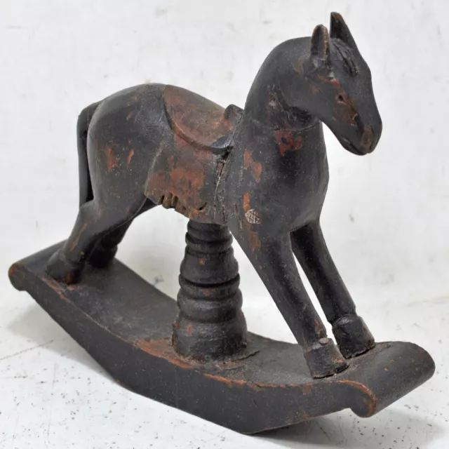 Vintage en Bois Cheval à Bascule Figurine Original Vieux Main Sculpté