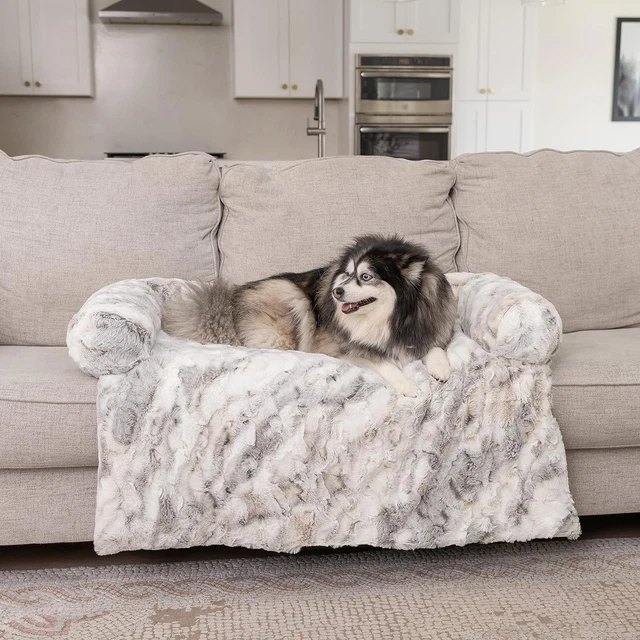 Calming Bed for Dogs & Cats – Plush Fluffy Dog Bed for Car, Sofa with Removable
