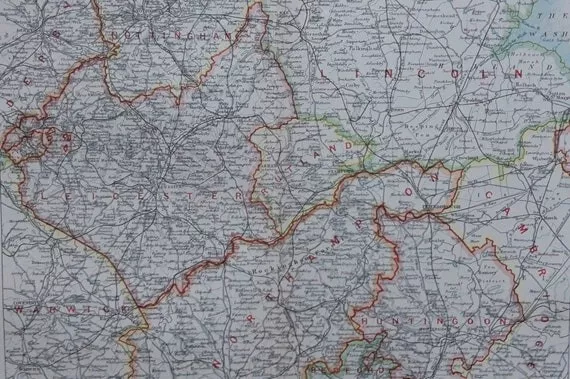 1894 Leicestershire, Rutland, Huntingdon and Northamptonshire Victorian map.